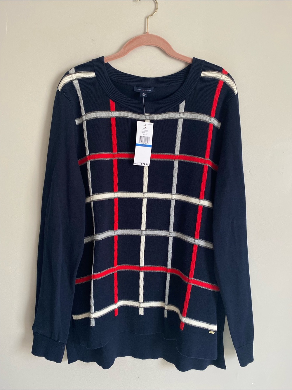 Tommy Hilfiger Sweater XL Grid Plaid Classic Casual Preppy Cable Knit Stipes NWT